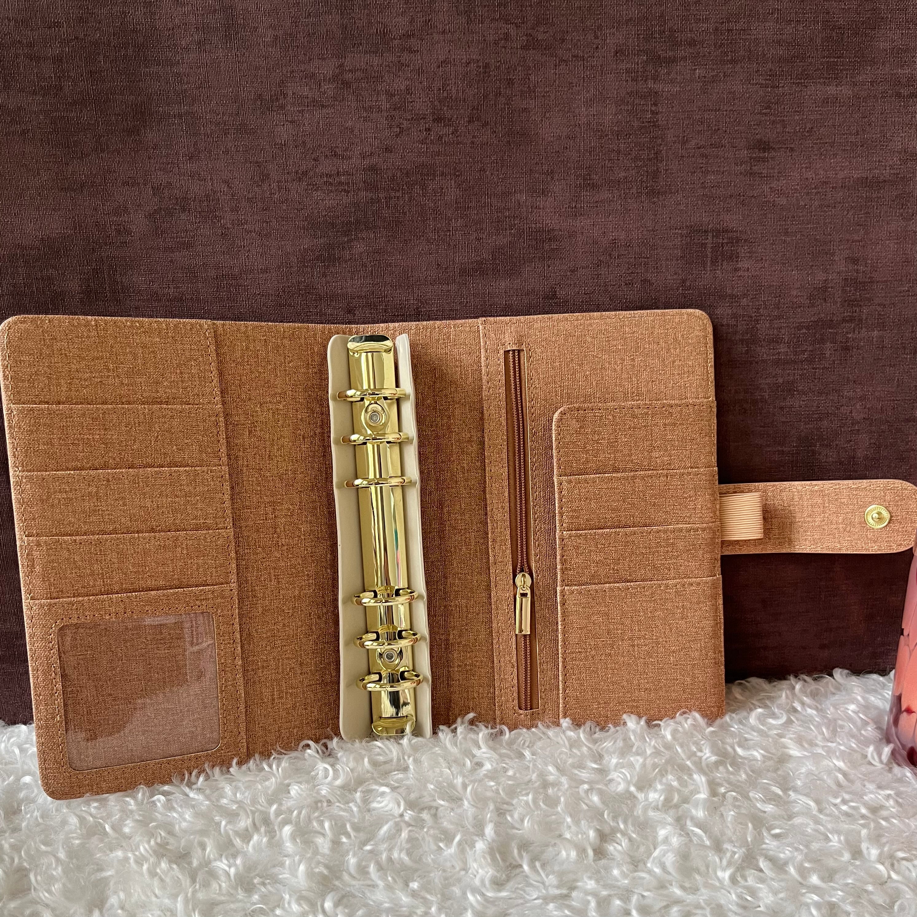 Linnen look budget binder A6 - goudbruin