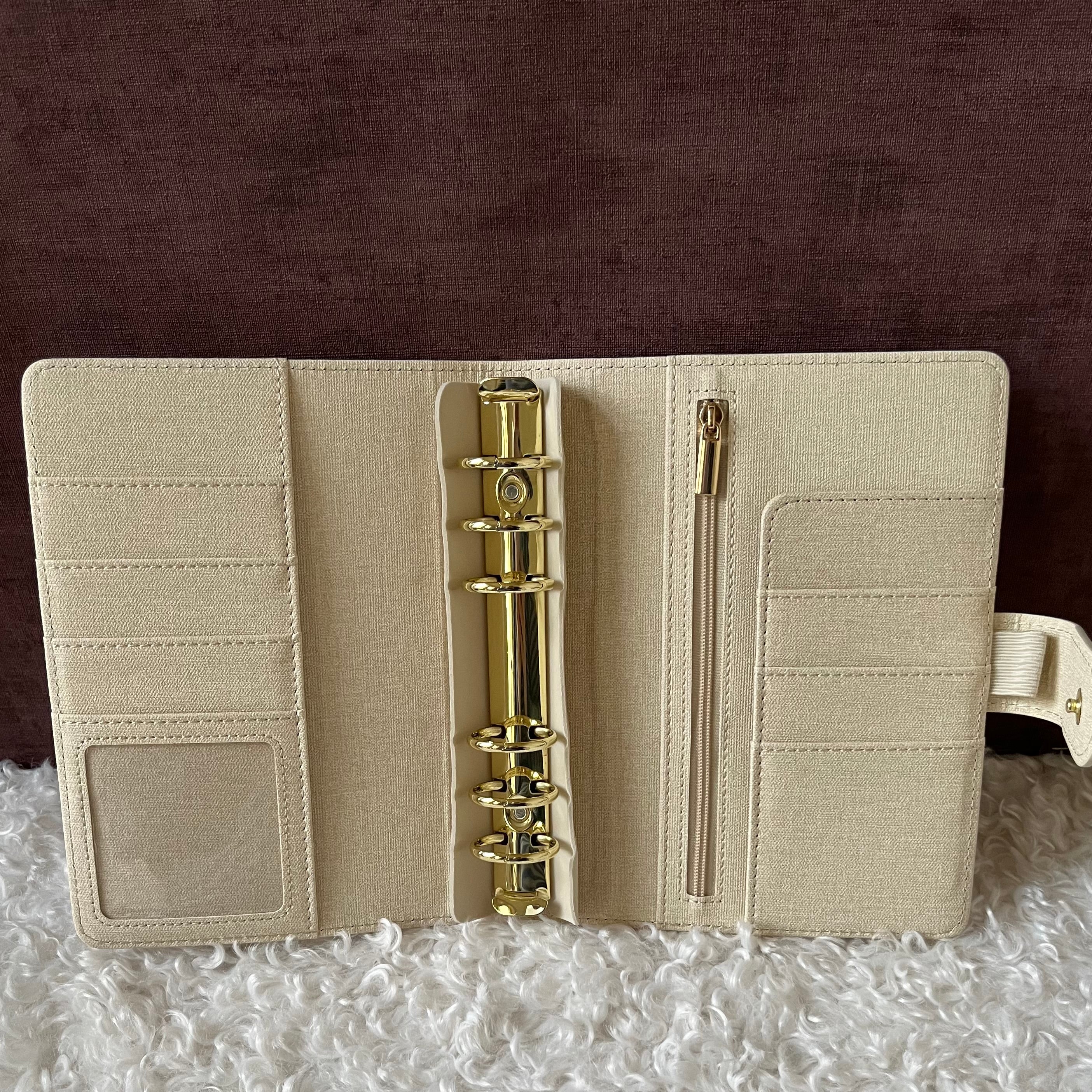 Linnen look budget binder A6 - crème