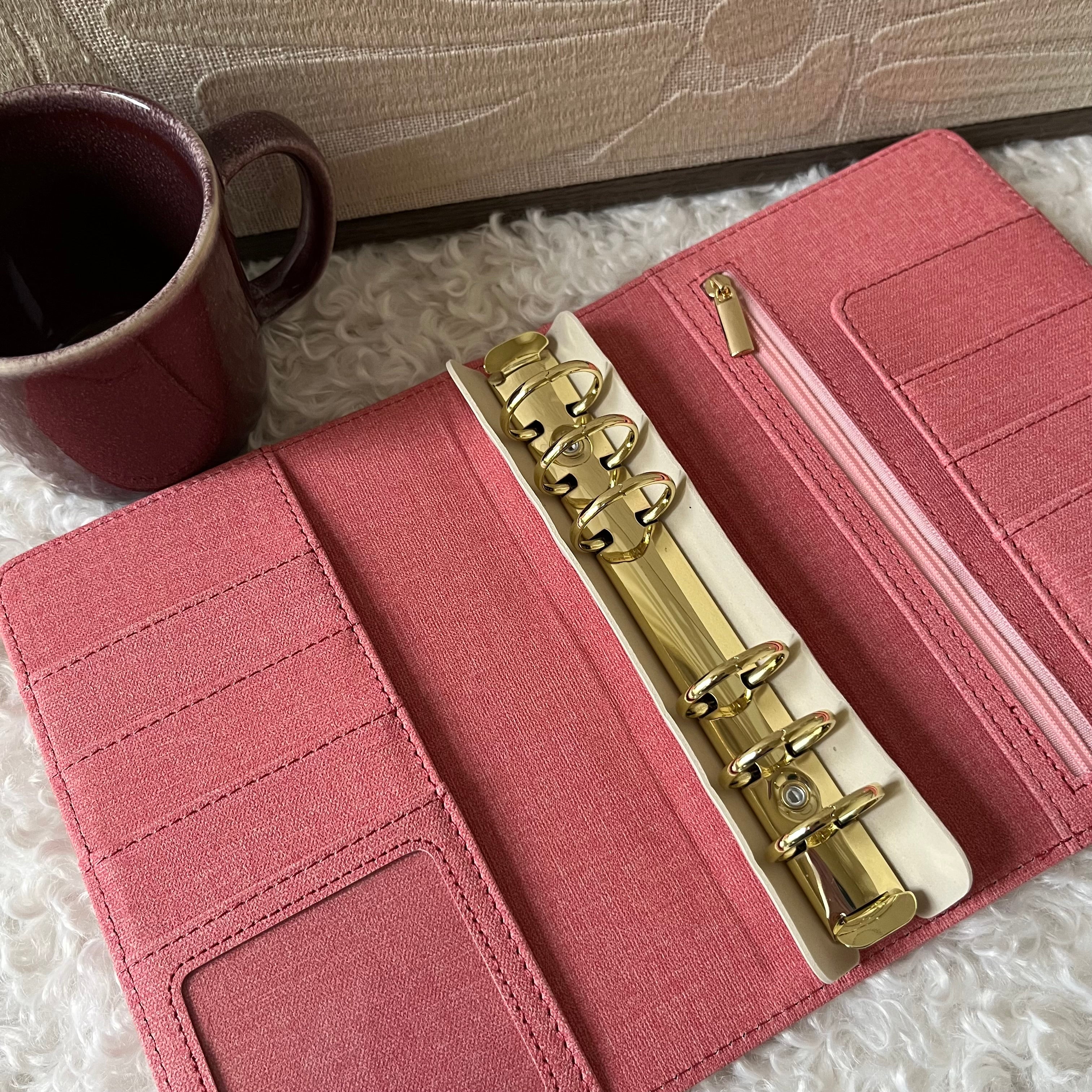 Linnen look budget binder A6 - roze