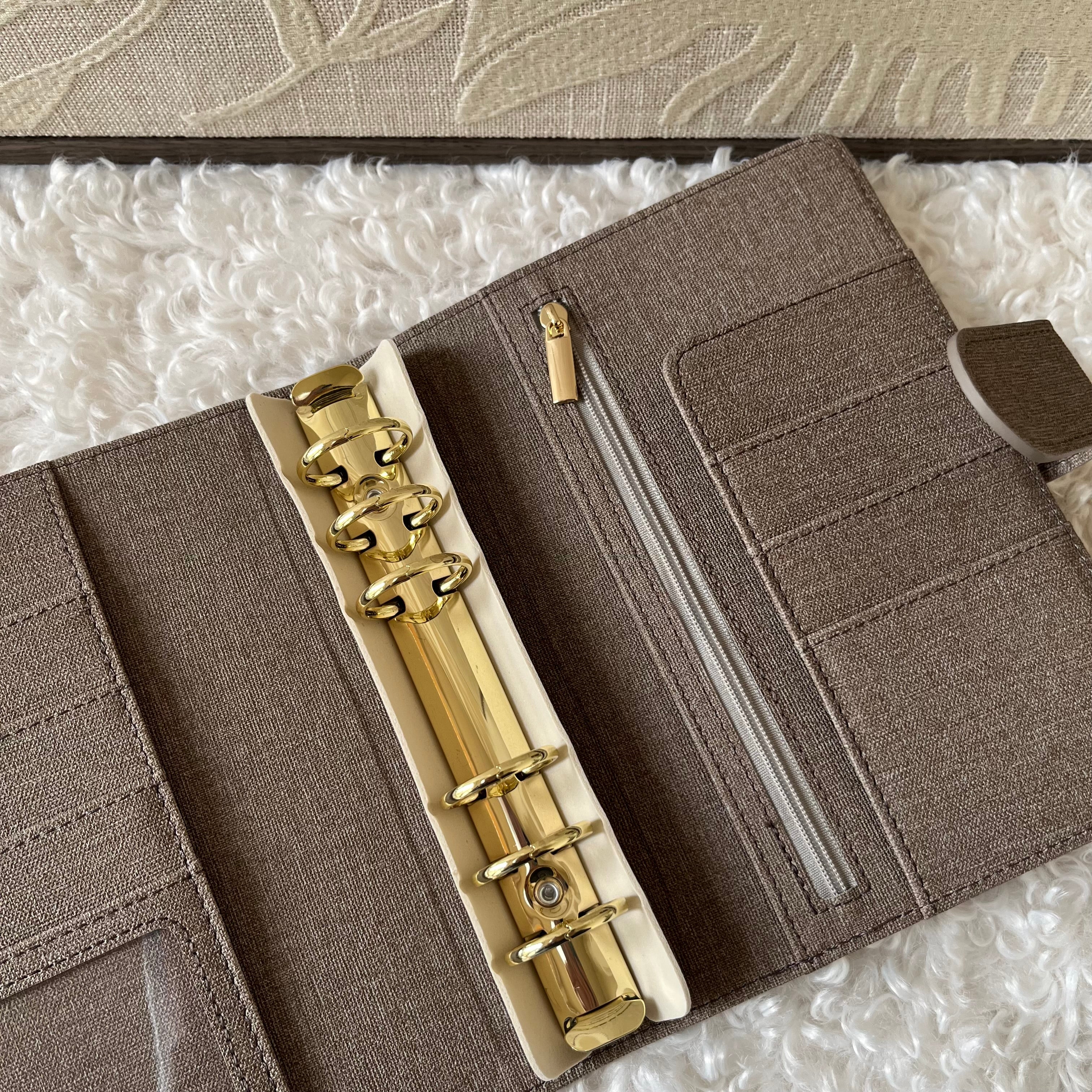 Linnen look budget binder A6 - bruin