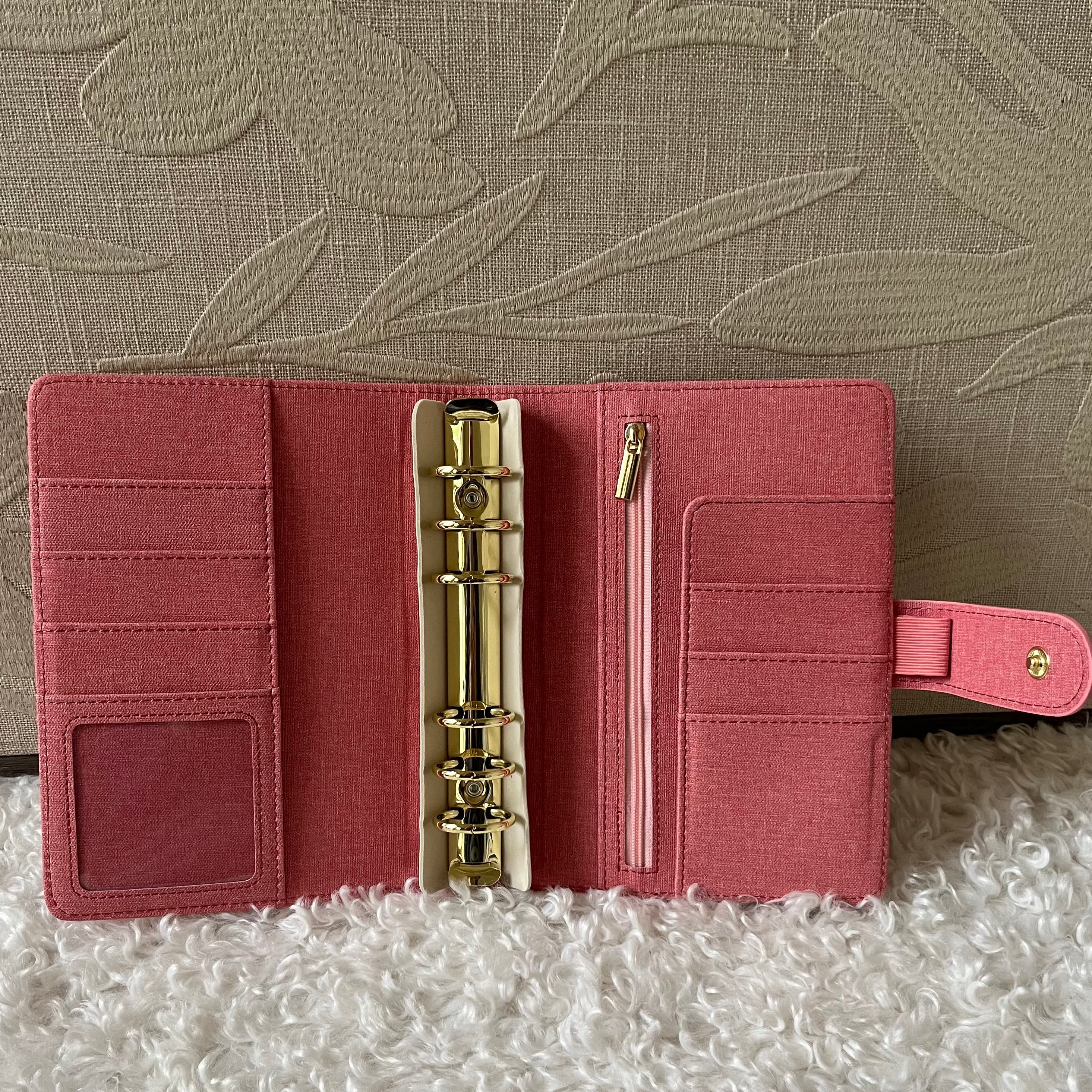 Linnen look budget binder A6 - roze