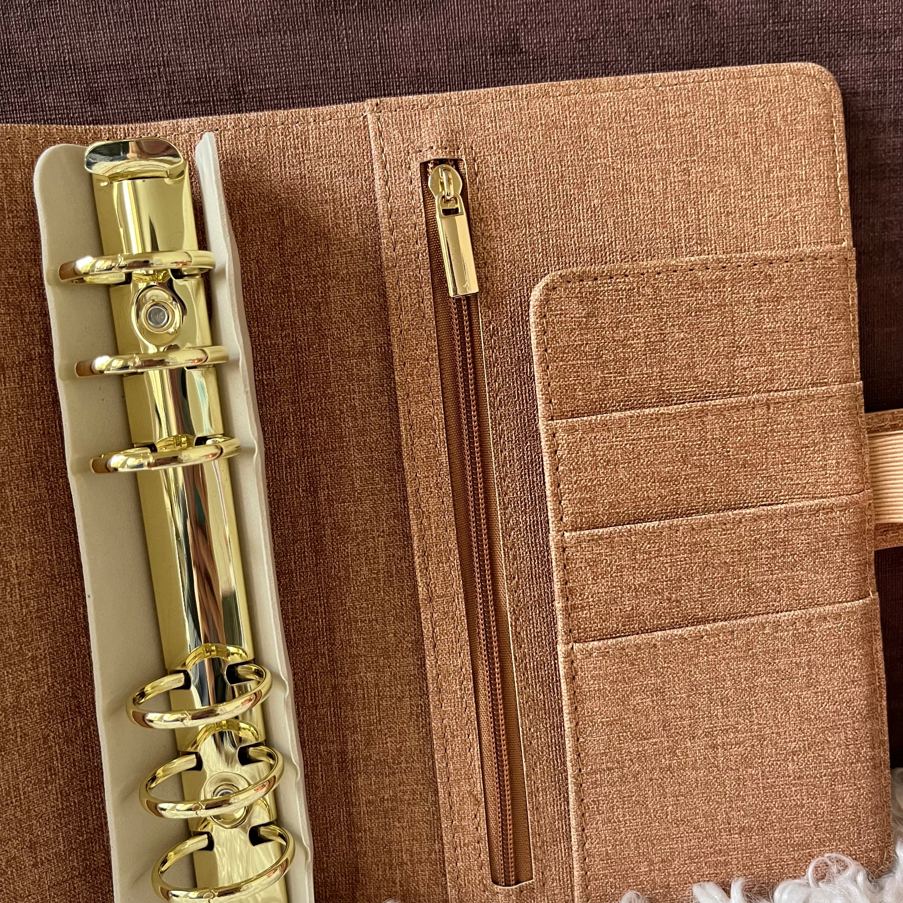 Linnen look budget binder A6 - goudbruin