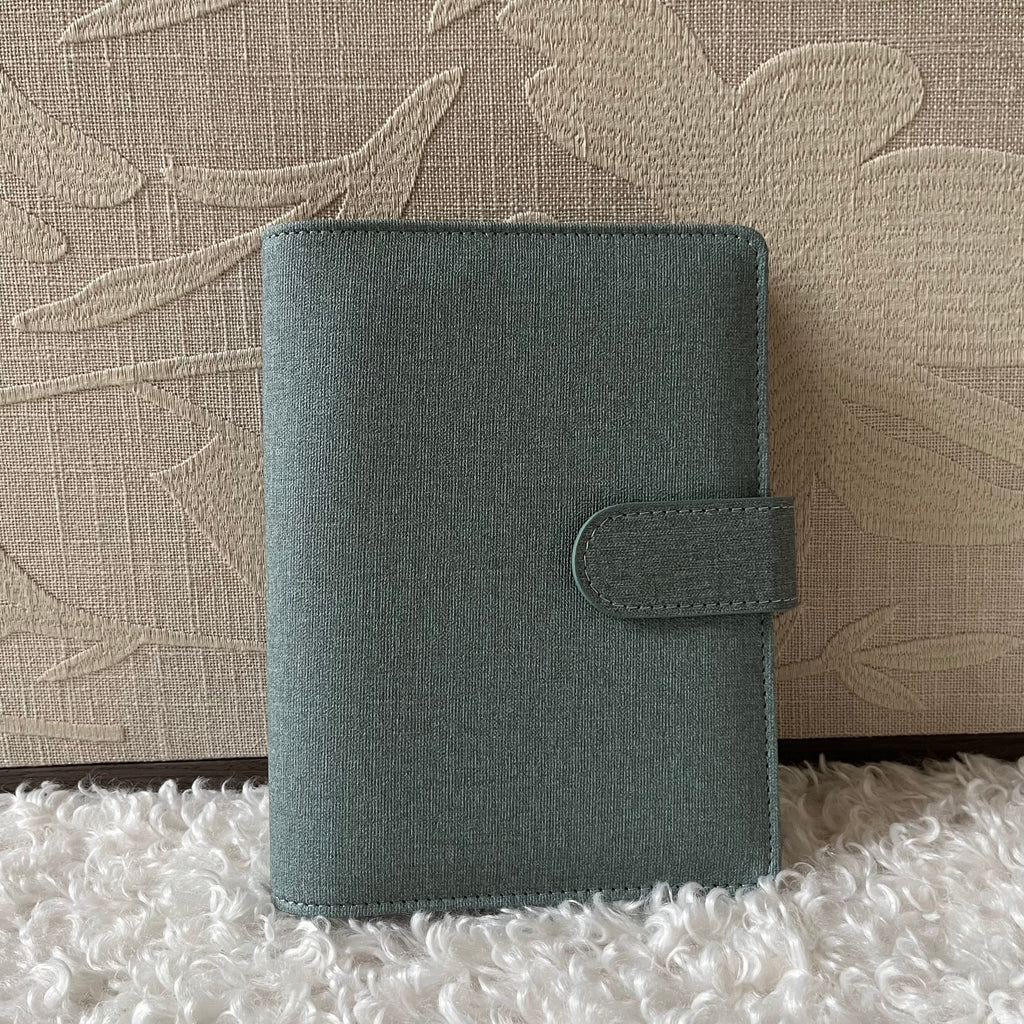 Linnen look binder A6 - grijsblauw