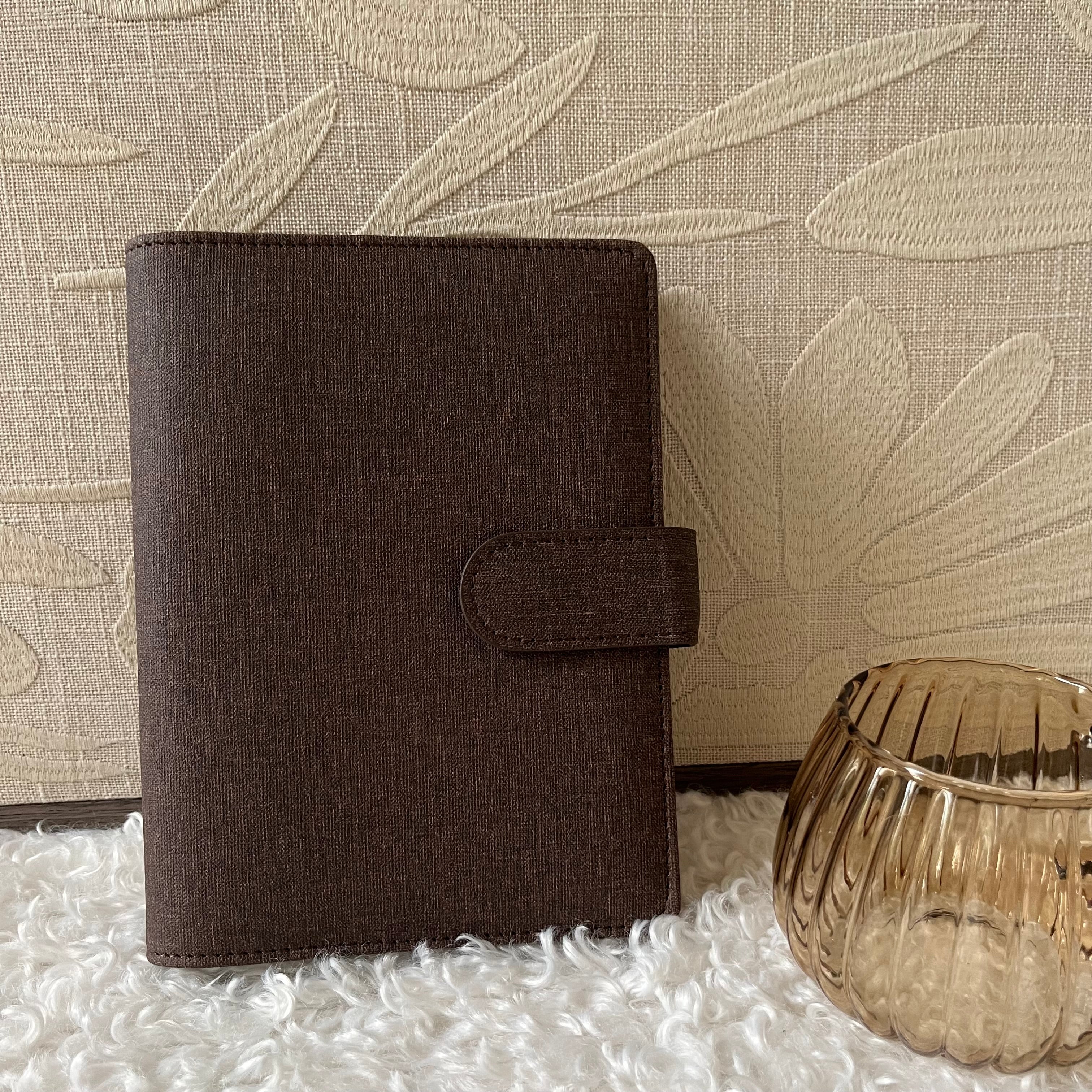 Linnen look budget binder A6 - donkerbruin