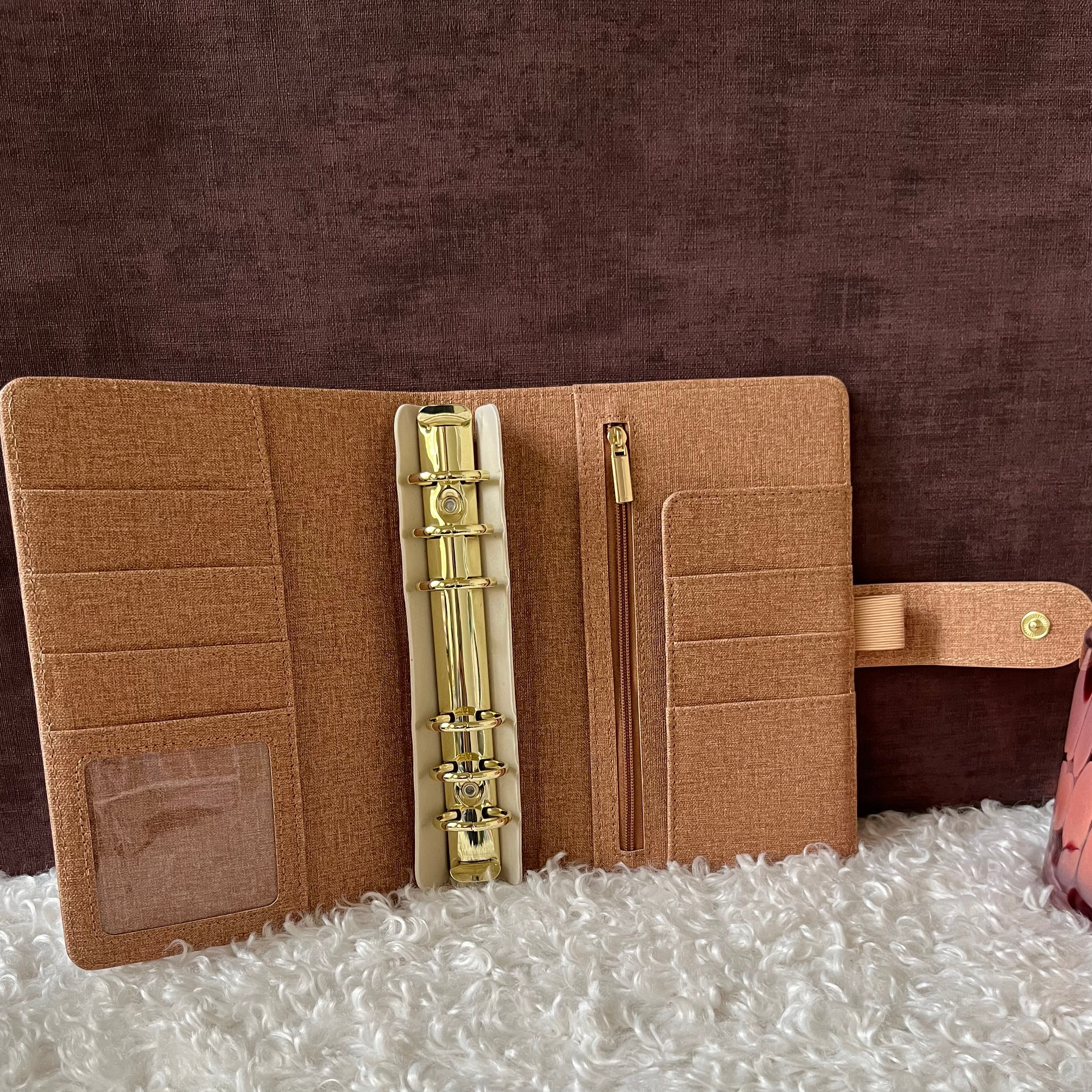 Linnen look budget binder A6 - goudbruin