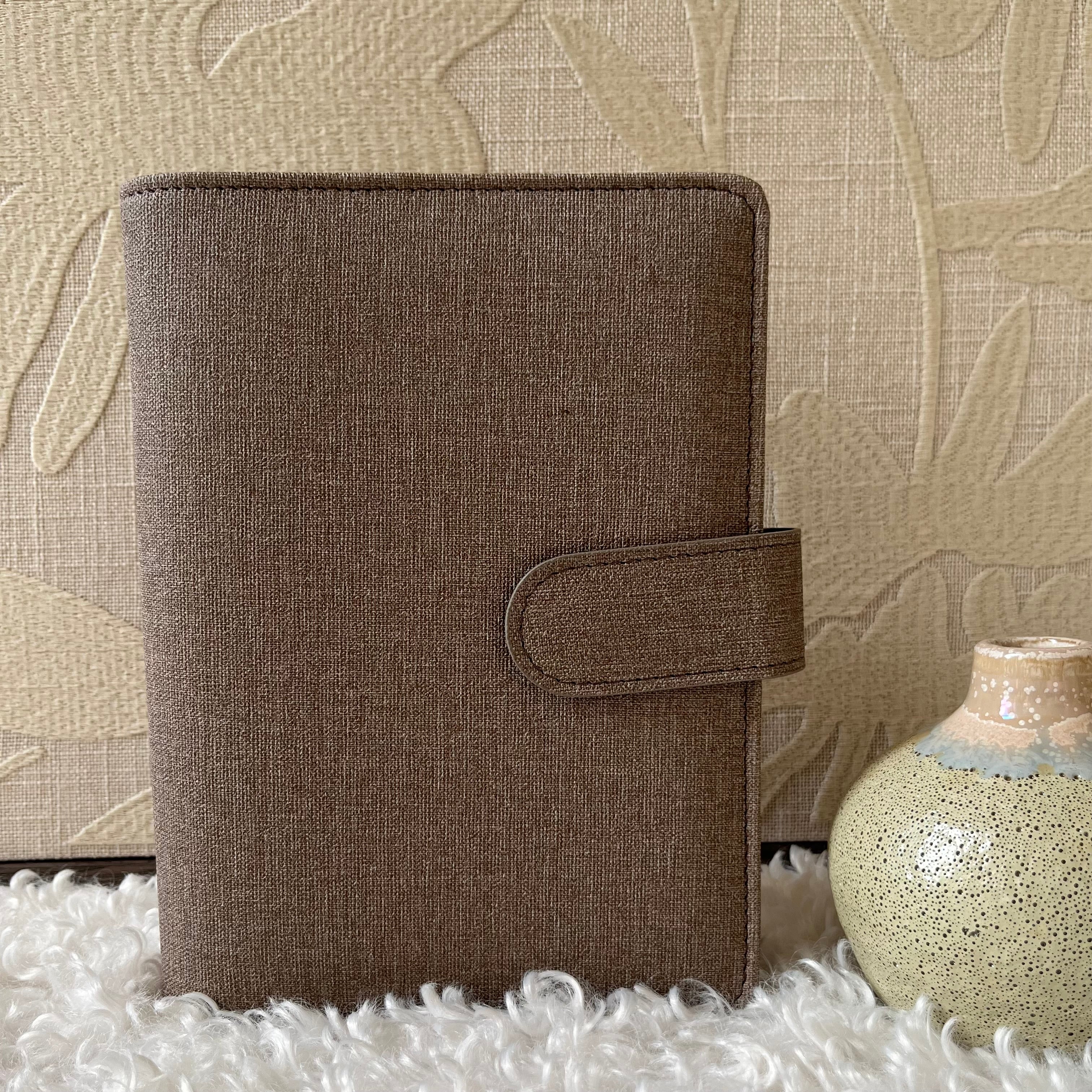 Linnen look budget binder A6 - bruin