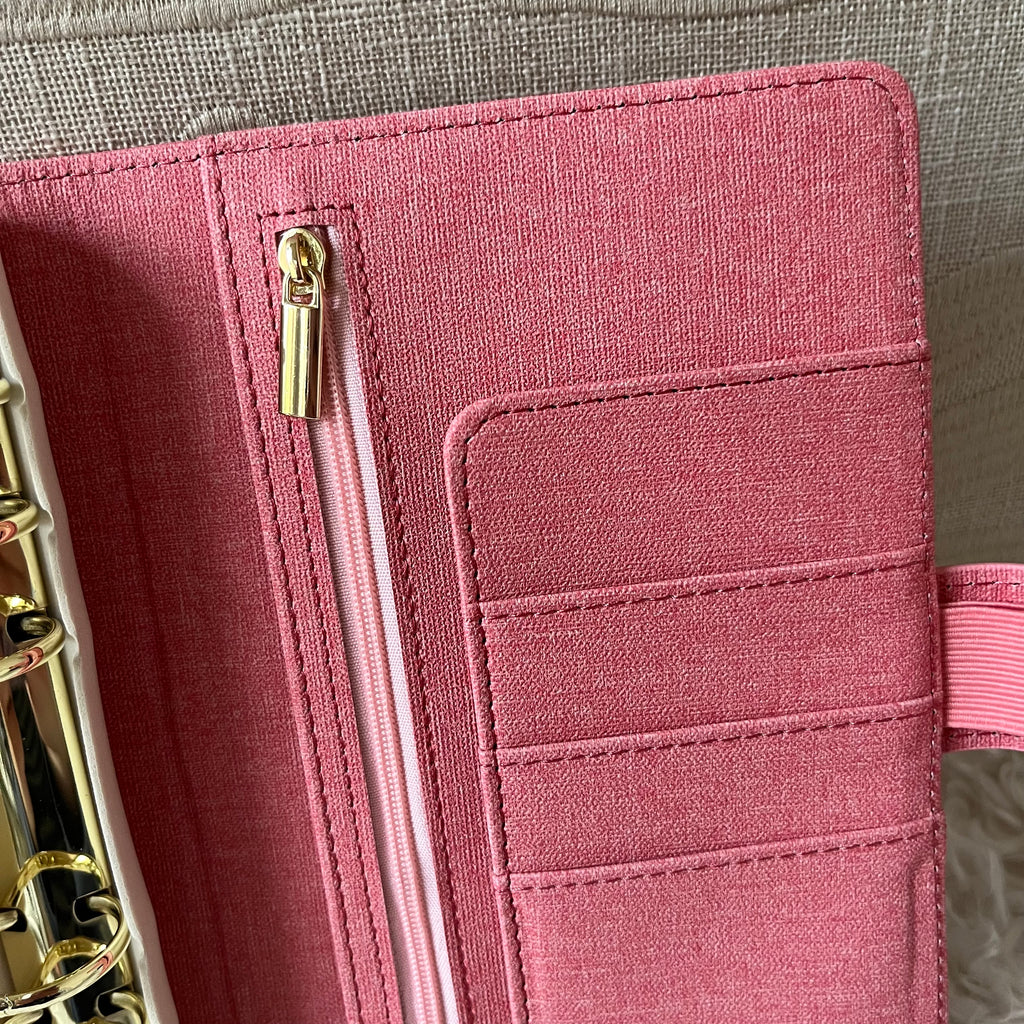 Linnen look budget binder A6 - roze