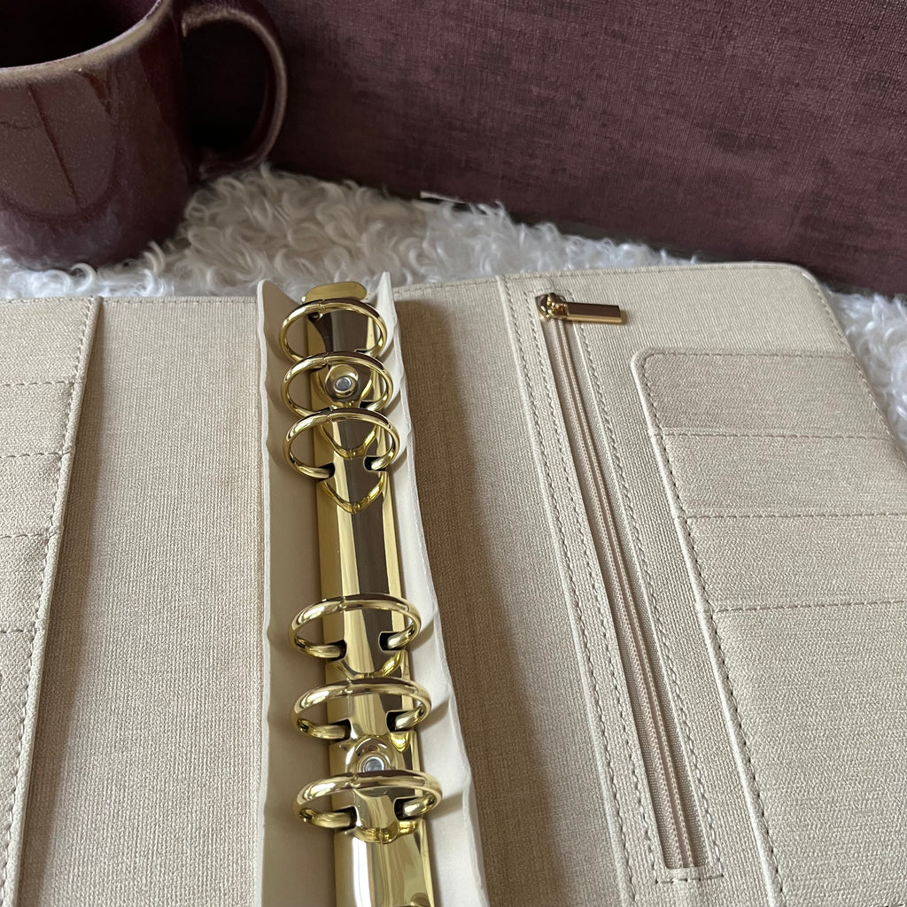 Linnen look budget binder A6 - crème