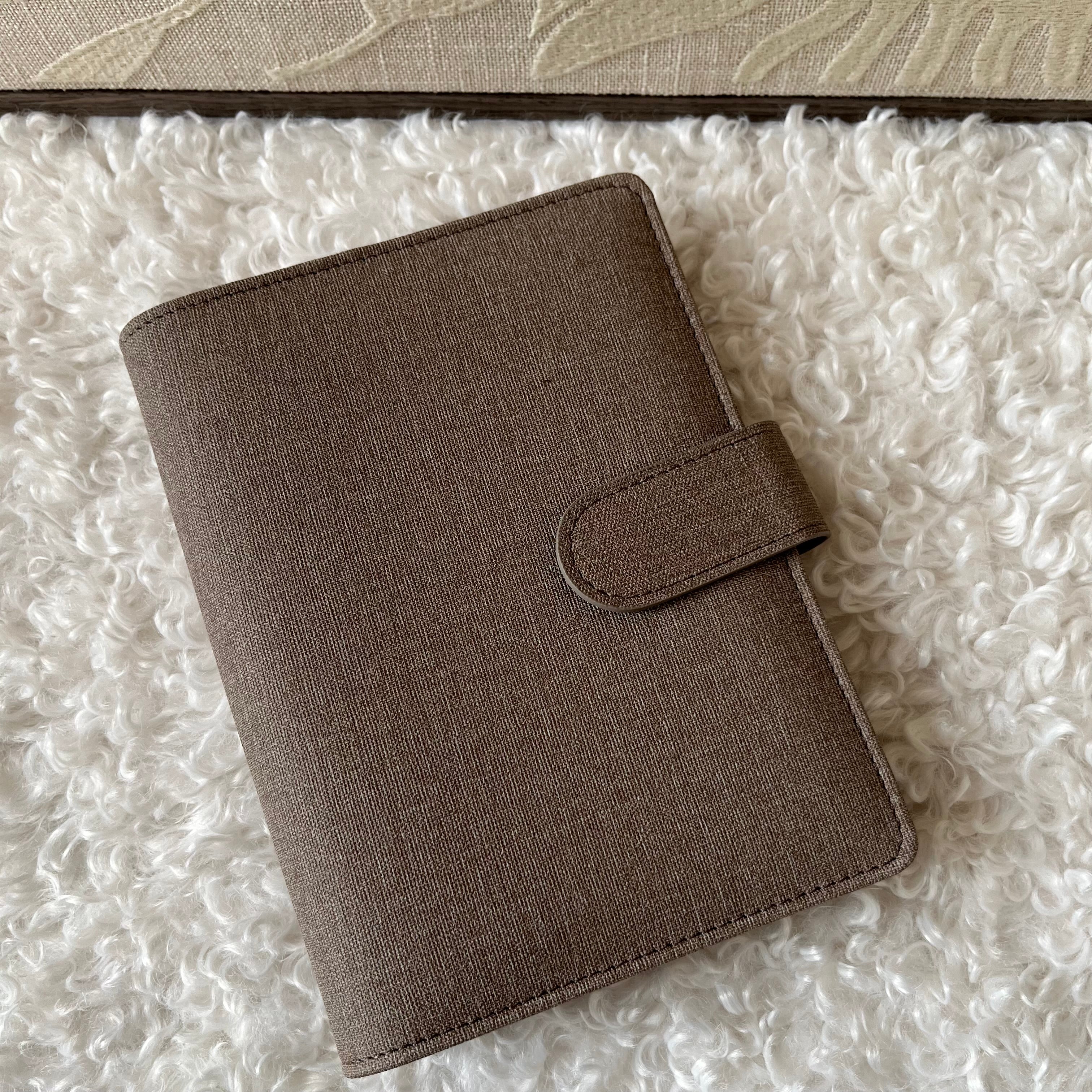 Linnen look budget binder A6 - bruin