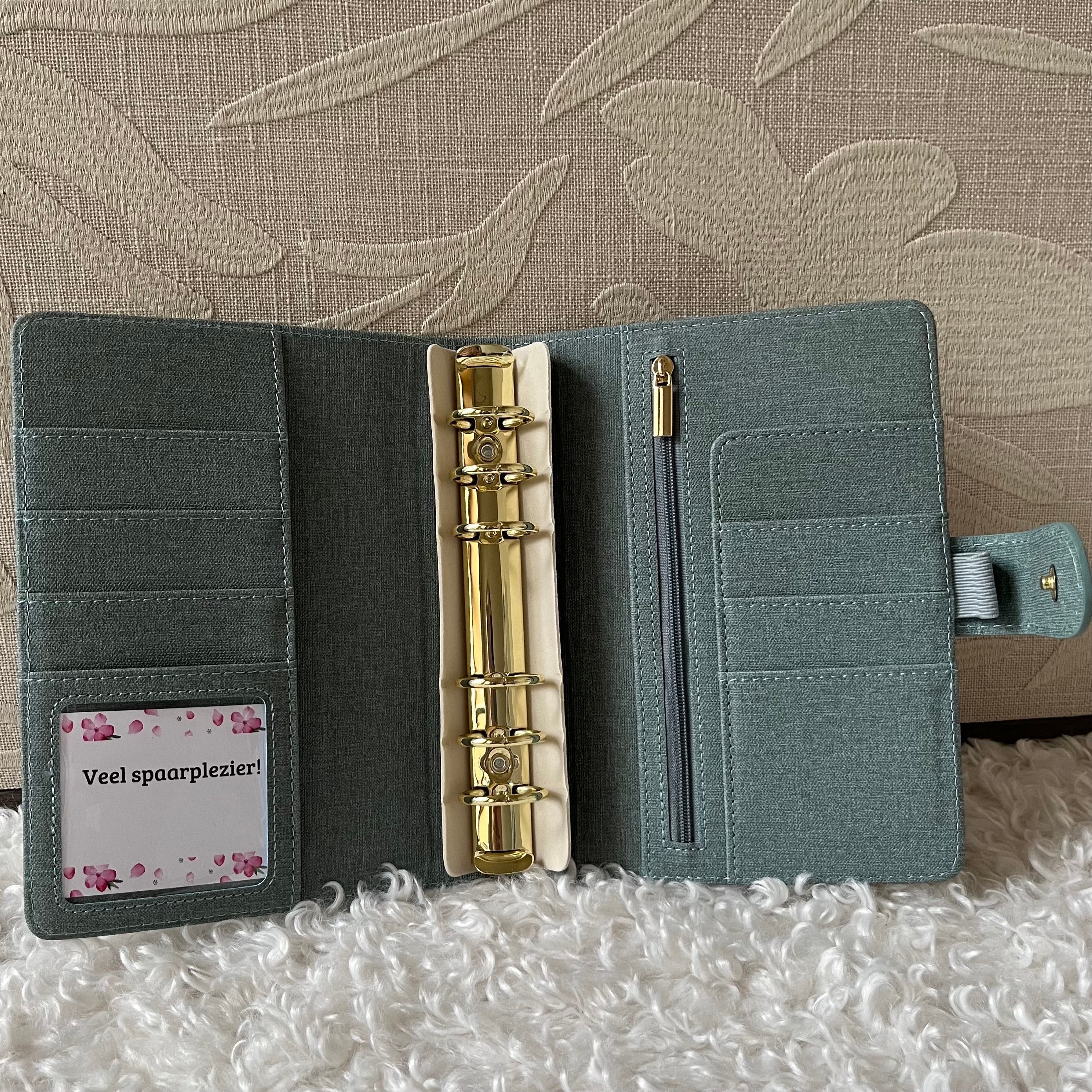 Linnen look binder A6 - grijsblauw