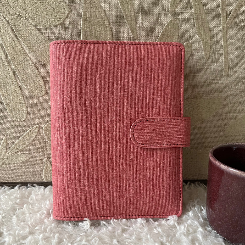 Linnen look budget binder A6 - roze