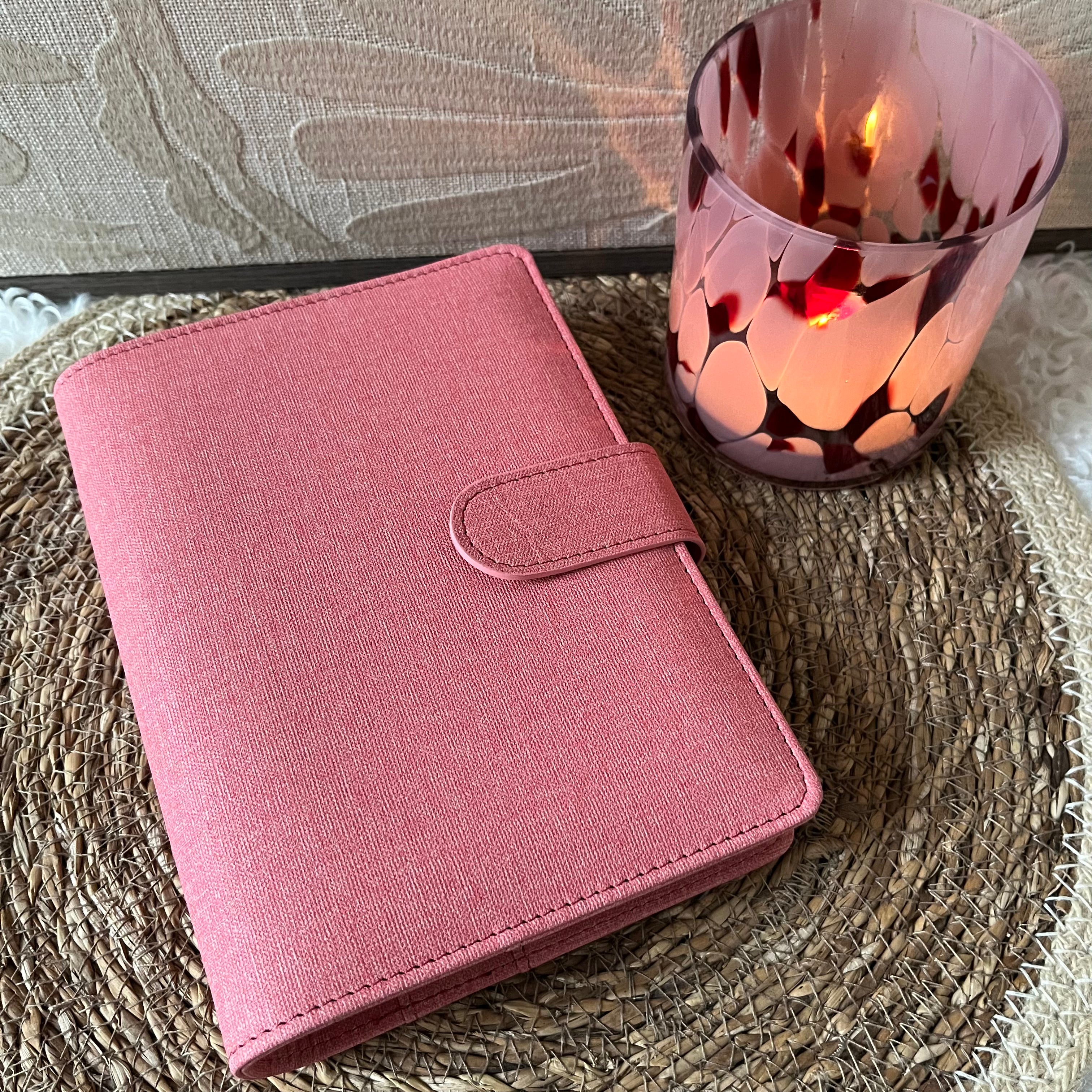 Linnen look budget binder A6 - roze